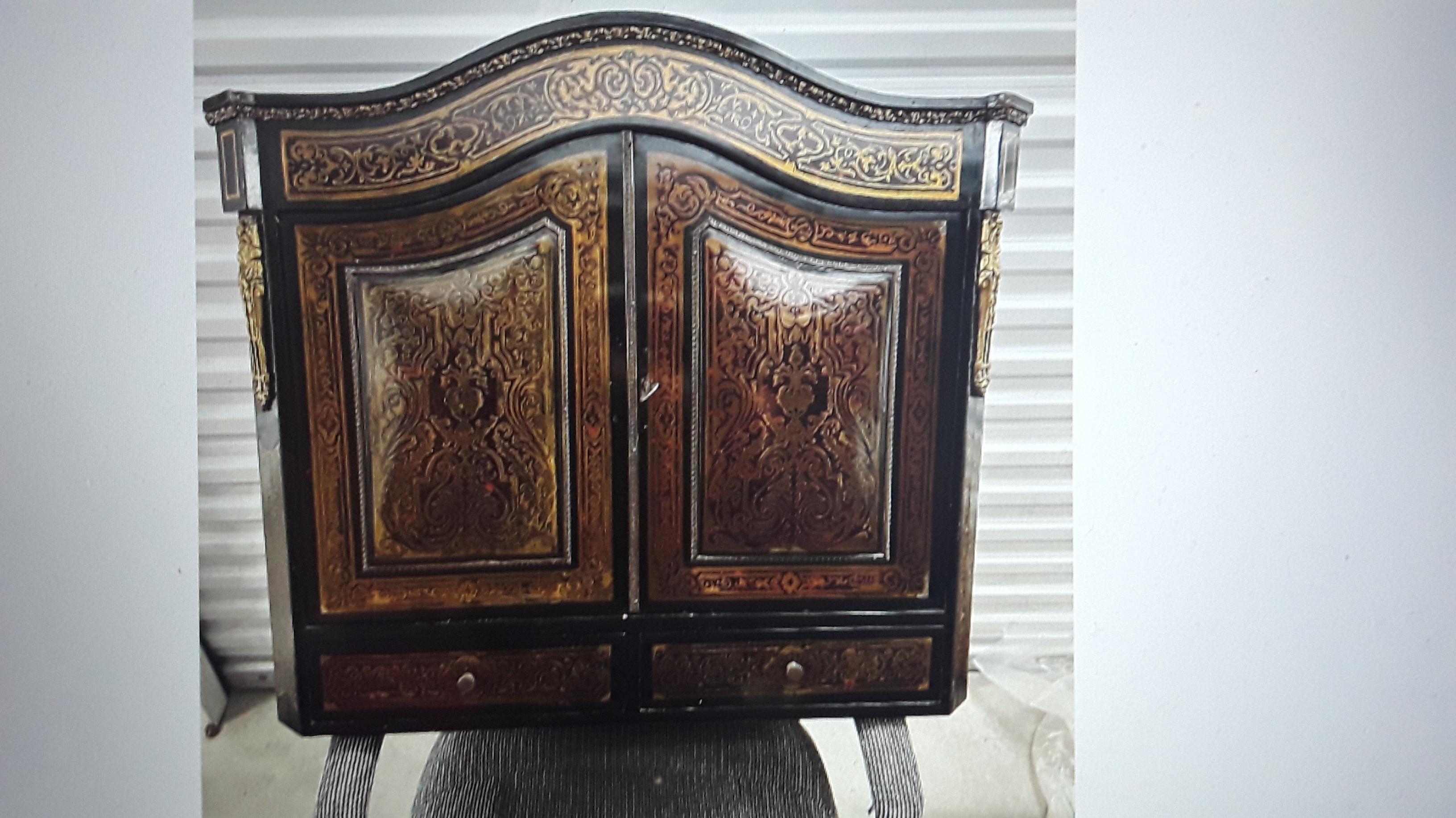 19. Jahrhundert Französisch Napoleon III. Intarsien A.C. Boulle Stil Top Portion „Bonheur Du Jour“ im Zustand „Gut“ im Angebot in Opa Locka, FL