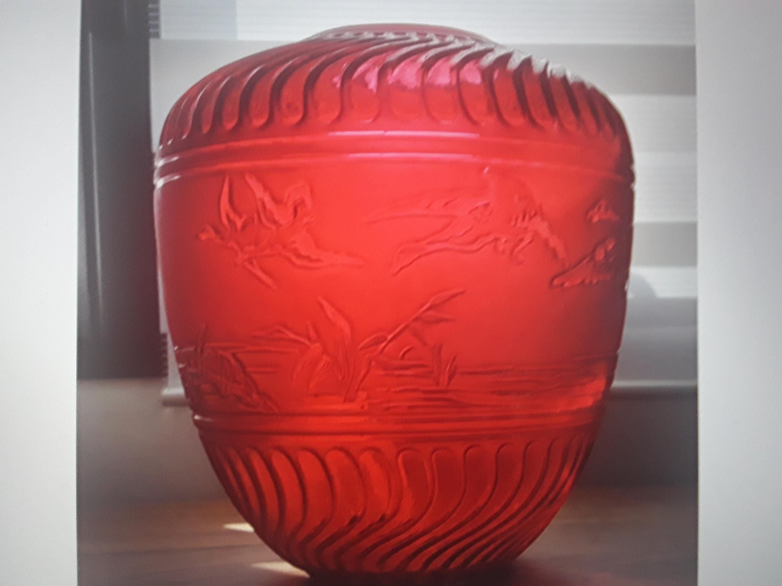 19thc French Napoleon III Red Crystal Hanging Electric Lantern Signed Baccarat For Sale 8