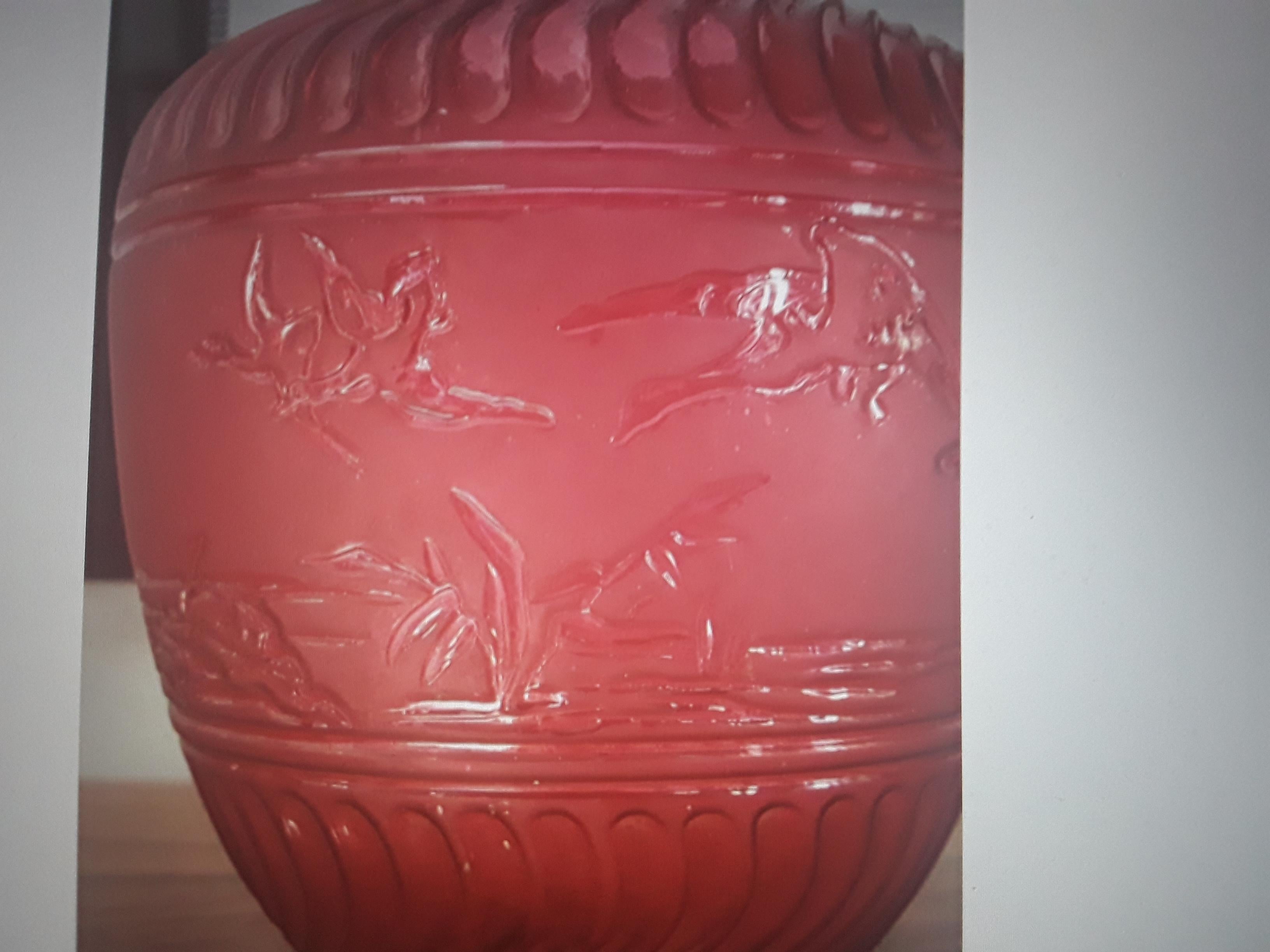 Late 19th Century 19thc French Napoleon III Red Crystal Hanging Electric Lantern Signed Baccarat For Sale