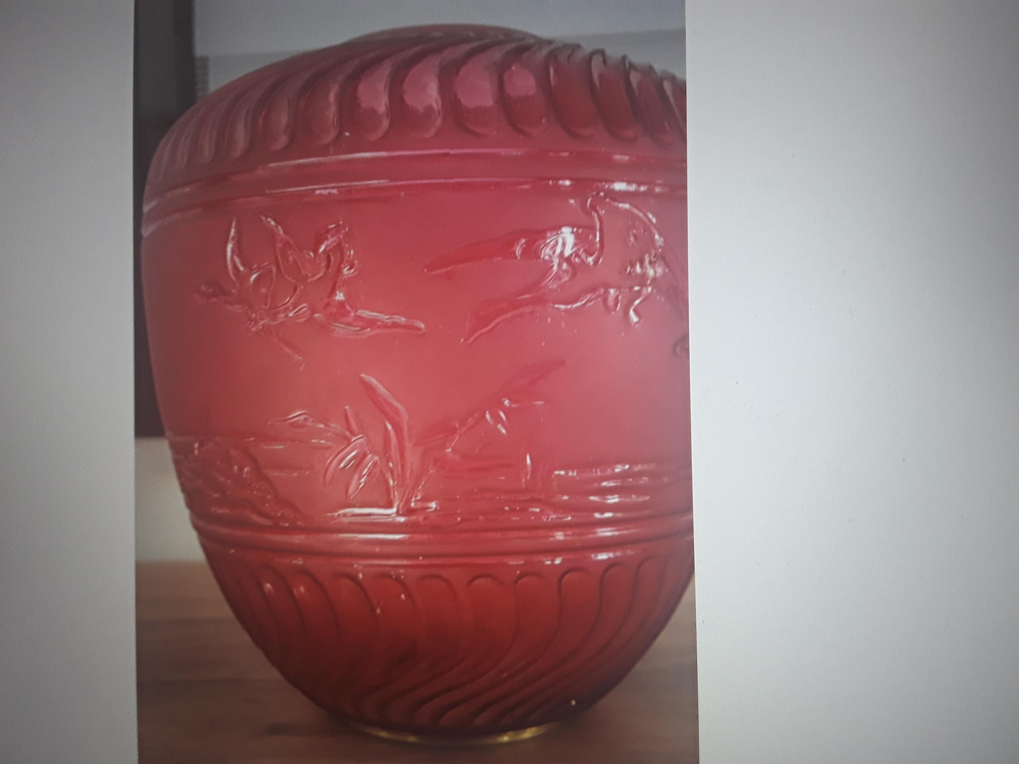 19thc French Napoleon III Red Crystal Hanging Electric Lantern Signed Baccarat For Sale 1