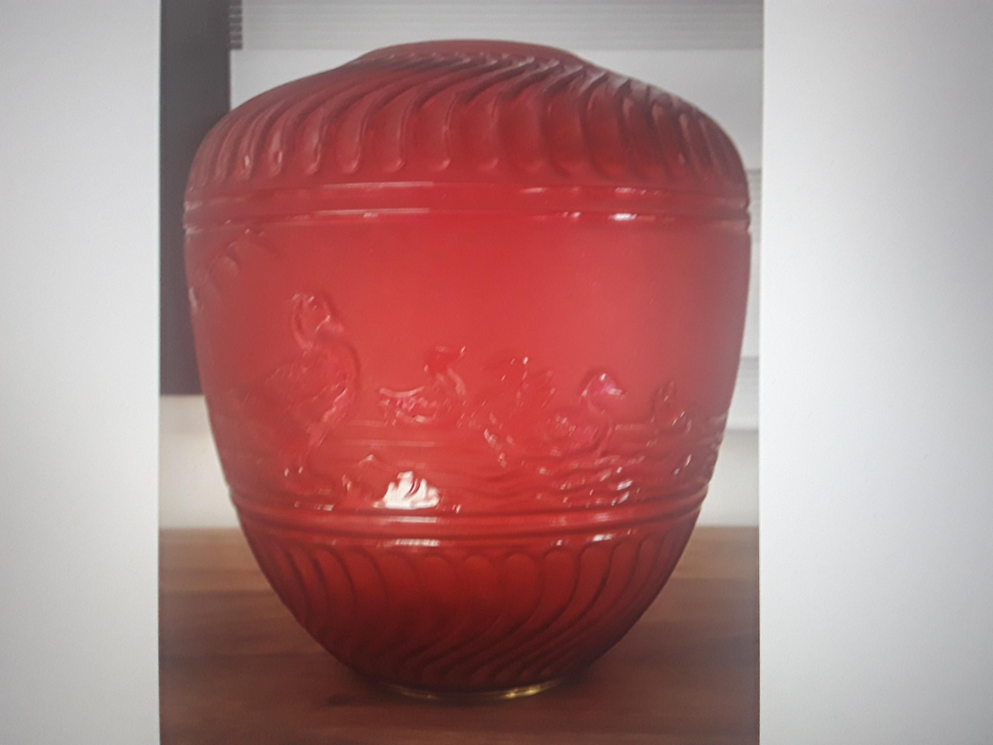 19thc French Napoleon III Red Crystal Hanging Electric Lantern Signed Baccarat For Sale 2