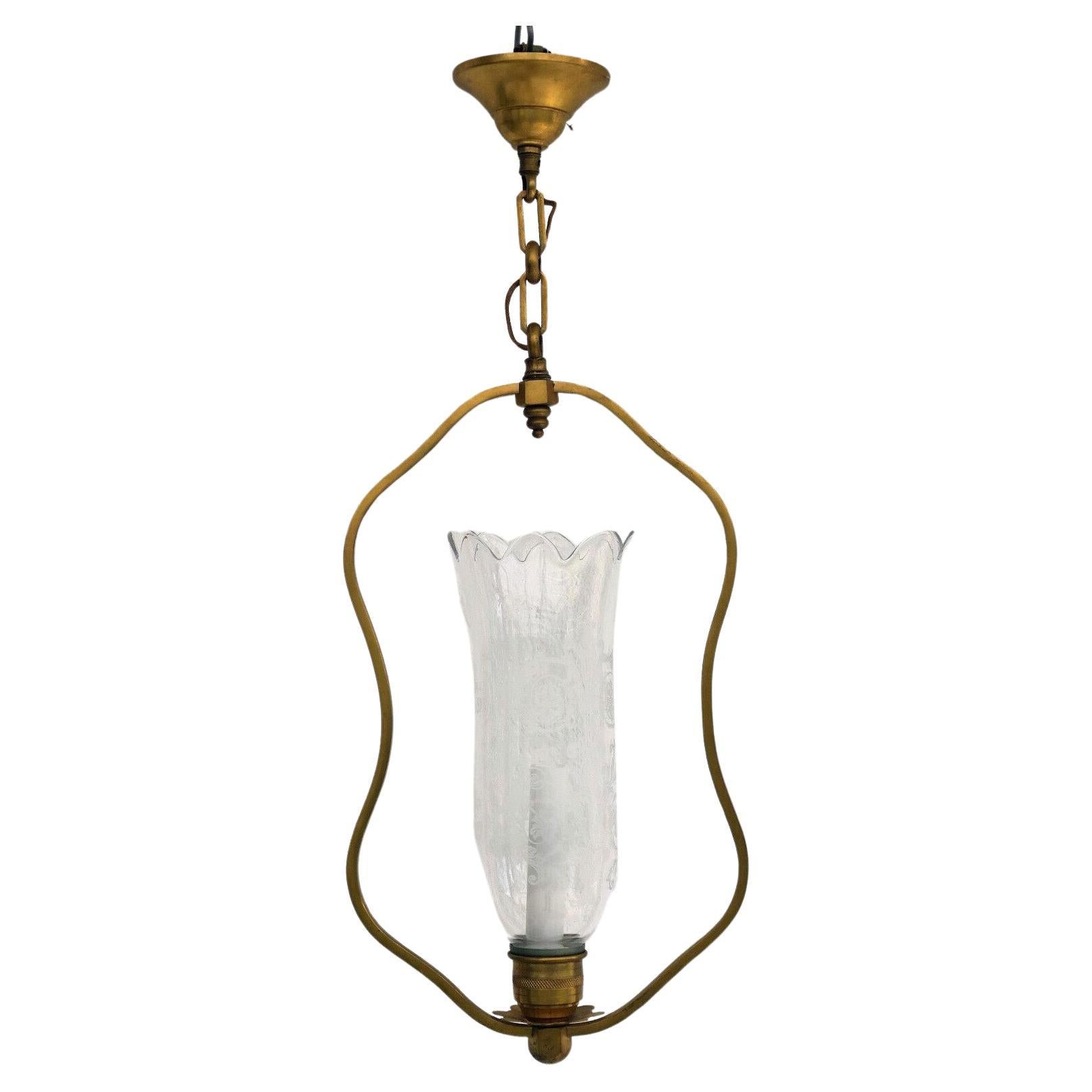 19thc French Napoleon III Suspended Lantern Dore Bronze/ Crystal Signed Baccarat For Sale