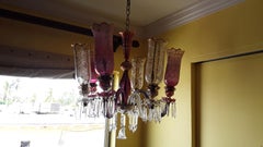 19thc French NapoleonIII Purple/ Clear Crystal Floral Form Chandelier style Bacc