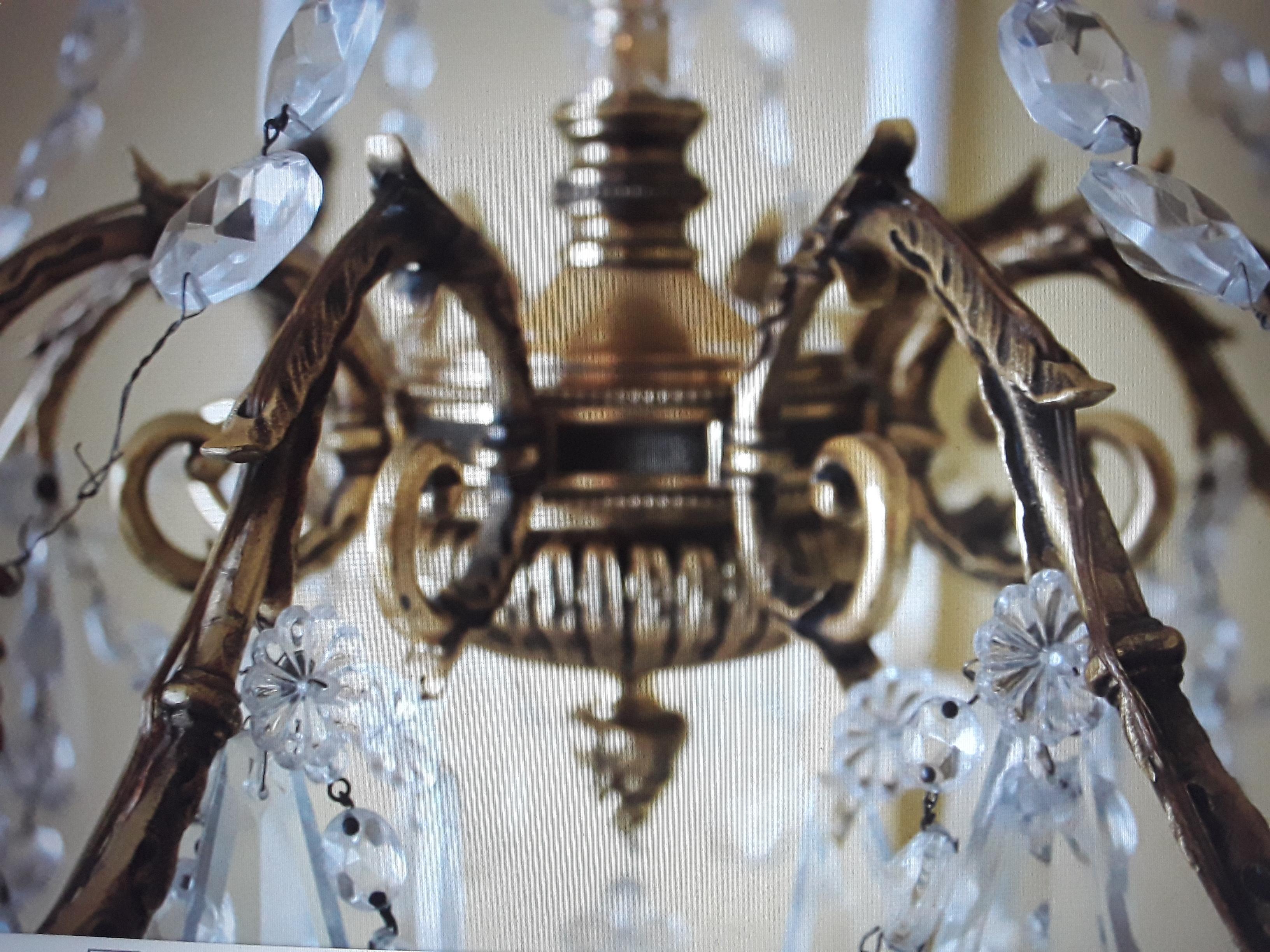 19thc French Neoclassical style Bronze/ Palmette Motif Chandelier Maison Bagues For Sale 6