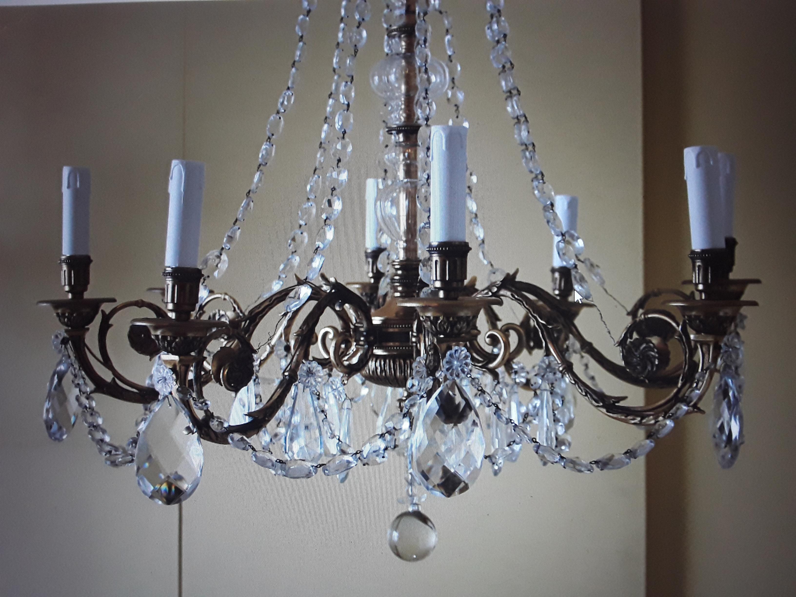 19thc French Neoclassical style Bronze/ Palmette Motif Chandelier Maison Bagues For Sale 7