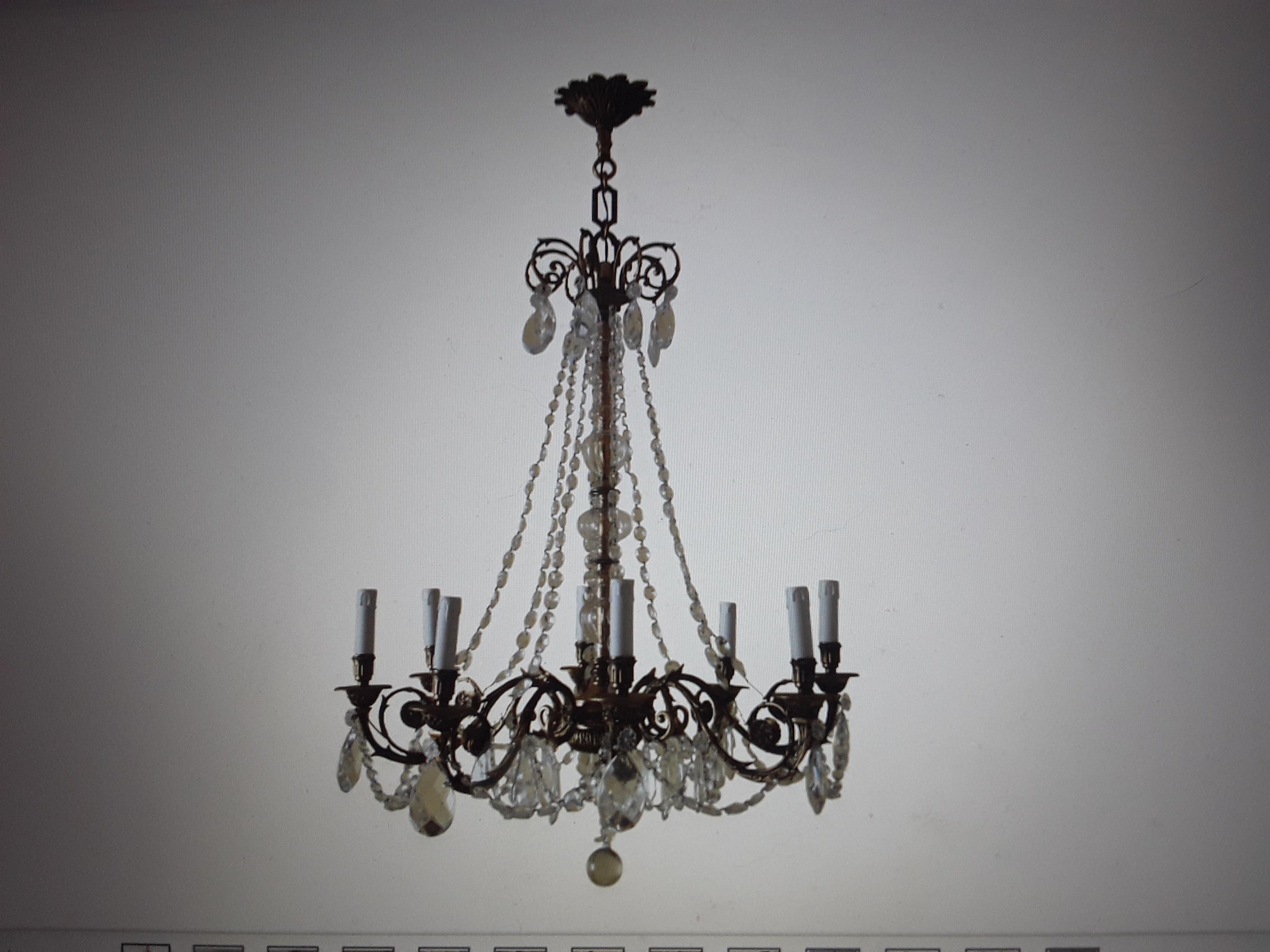 19thc French Neoclassical style Bronze/ Palmette Motif Chandelier Maison Bagues For Sale 9