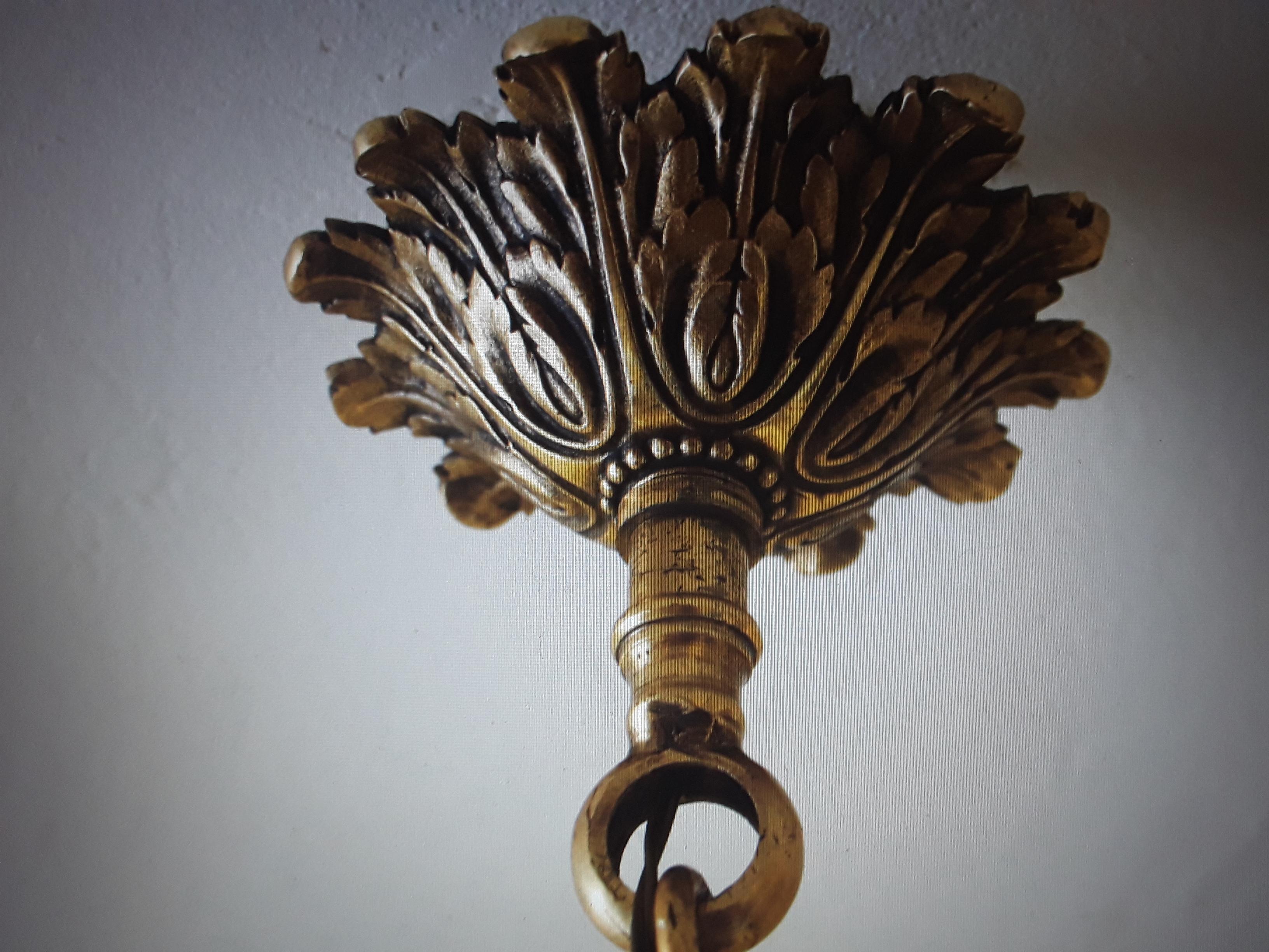 19thc French Neoclassical style Bronze/ Palmette Motif Chandelier Maison Bagues In Good Condition For Sale In Opa Locka, FL