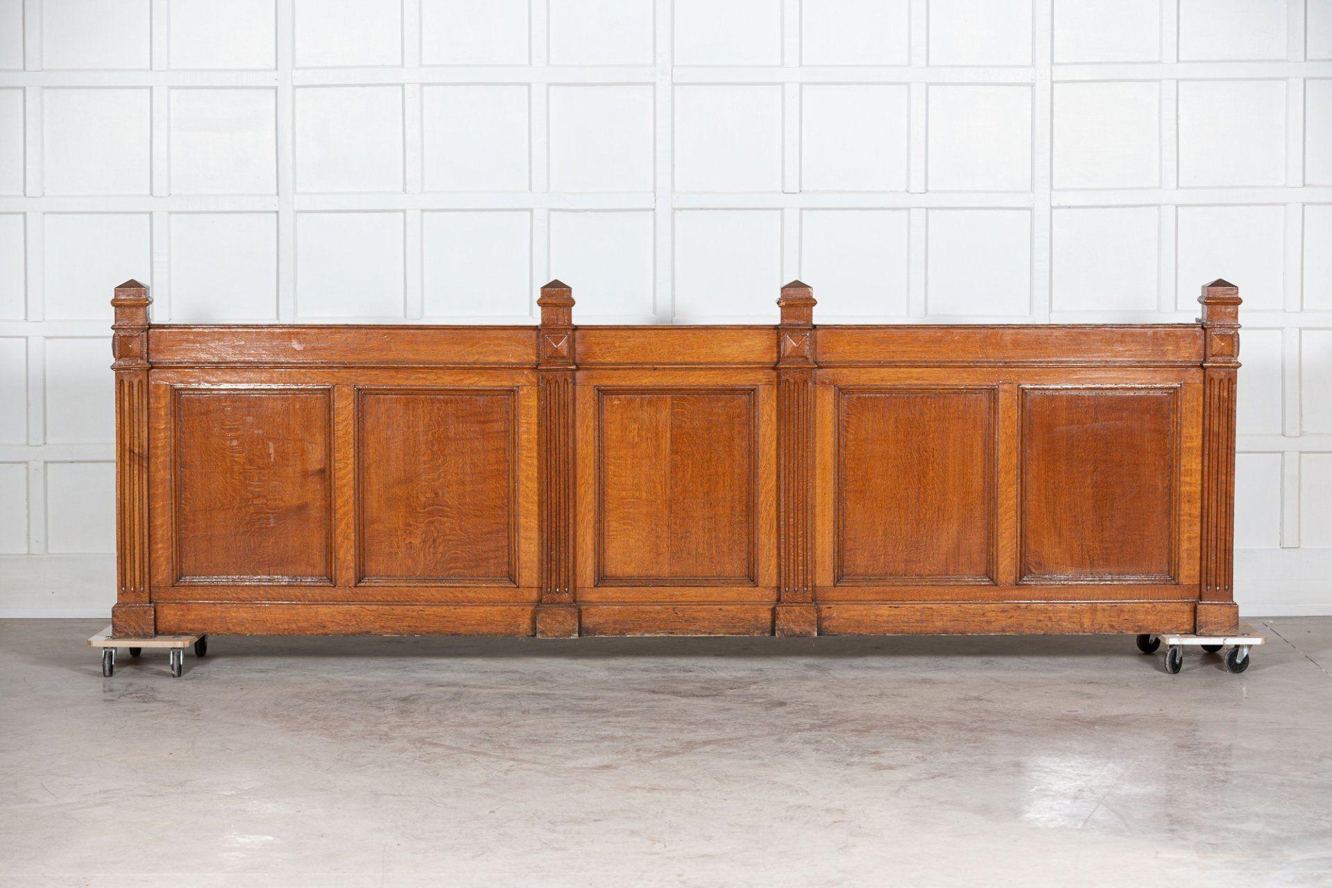 circa 1880
19thC French Oak Bank Counter Desk, the matching Waiting Bench is also available separately
Ideal for a hotel reception or Lobby, restaurant etc
Provenance: Caisse d'Epargne Cooperative Bank - Tienen City France
sku 1205
W329 x D45 x H104