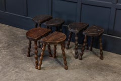 19th Century French Oak Bobbin Dairy Stools