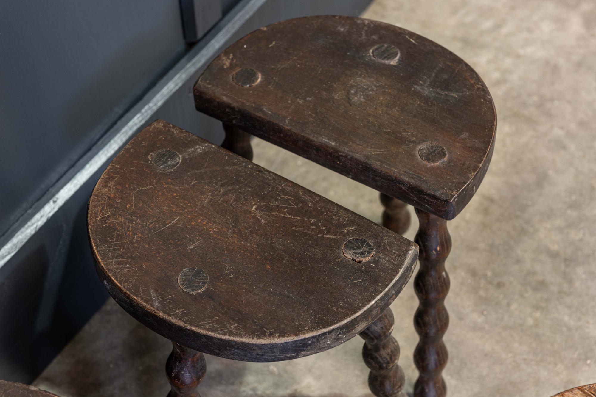 19th Century French Oak Bobbin Dairy Stools In Good Condition In Staffordshire, GB