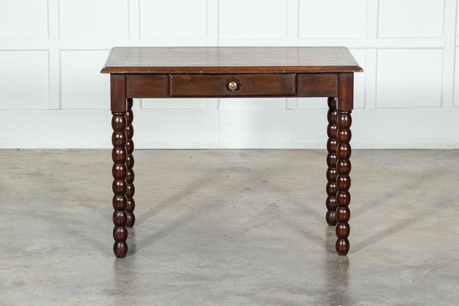 circa 1850
19thC French Oak Bobbin Writing Table
sku 1611
W97 x D57 x H75 cm
Knee height 62 cm