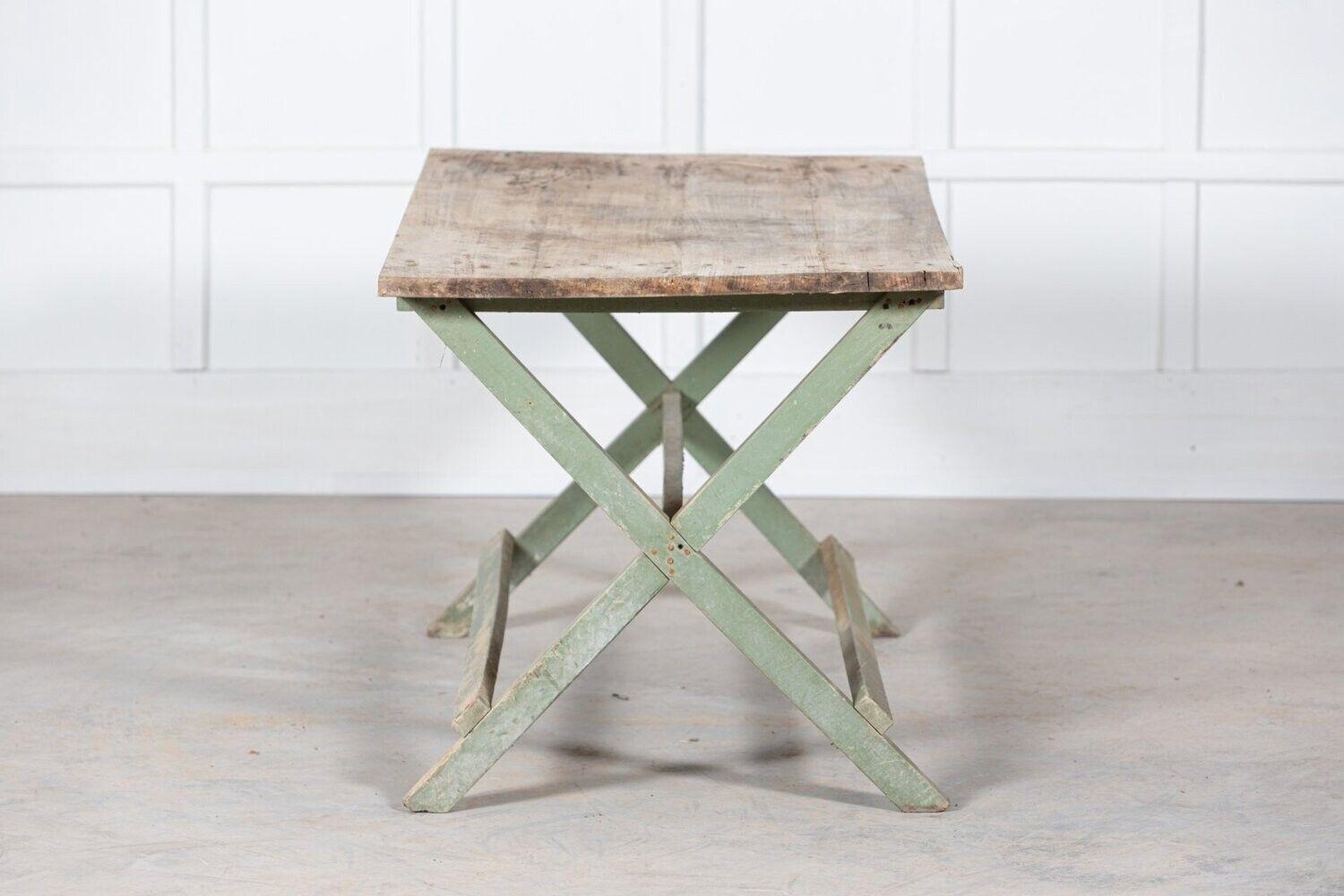 19thC French Painted Green Fruitwood Tavern Table For Sale 2