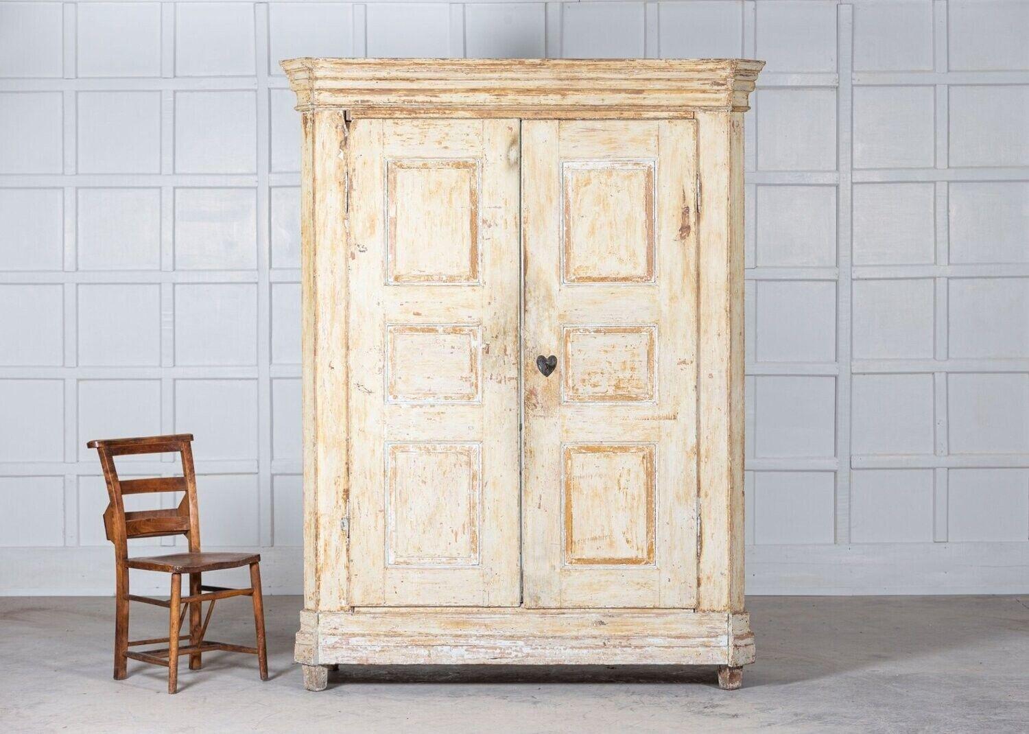 19th Century 19thC French Painted Pine Armoire