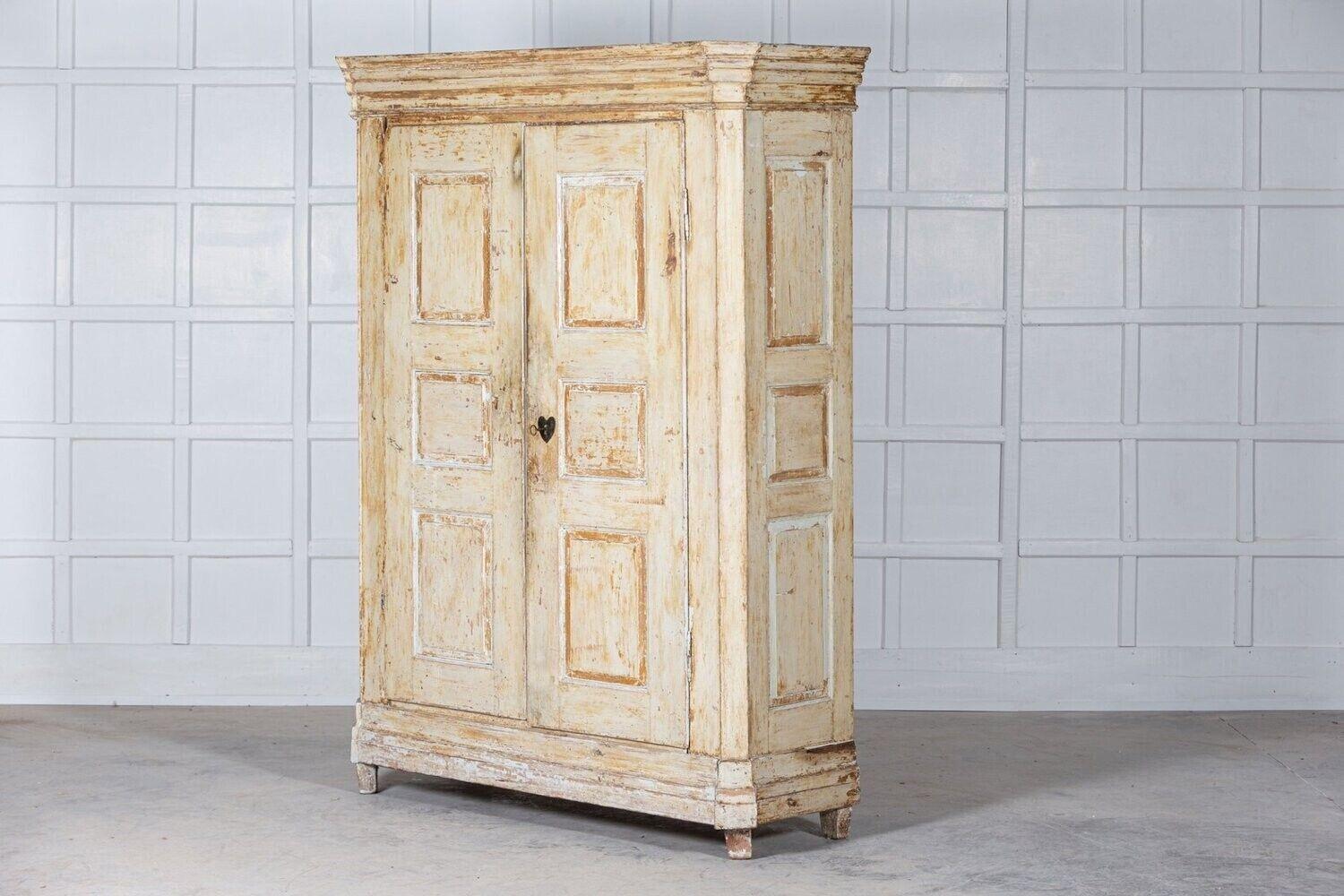 19thC French Painted Pine Armoire 1
