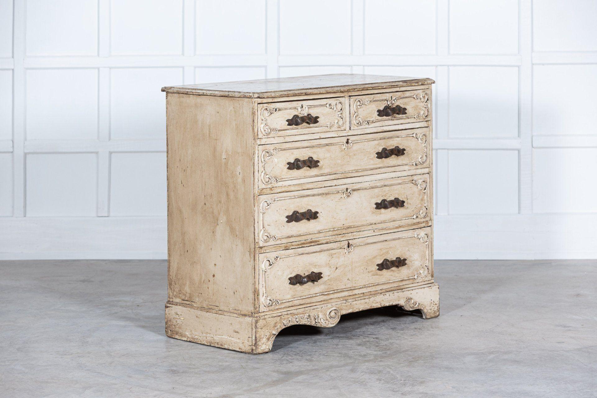19thC French Painted Pine Graduated Chest of Drawers For Sale 9