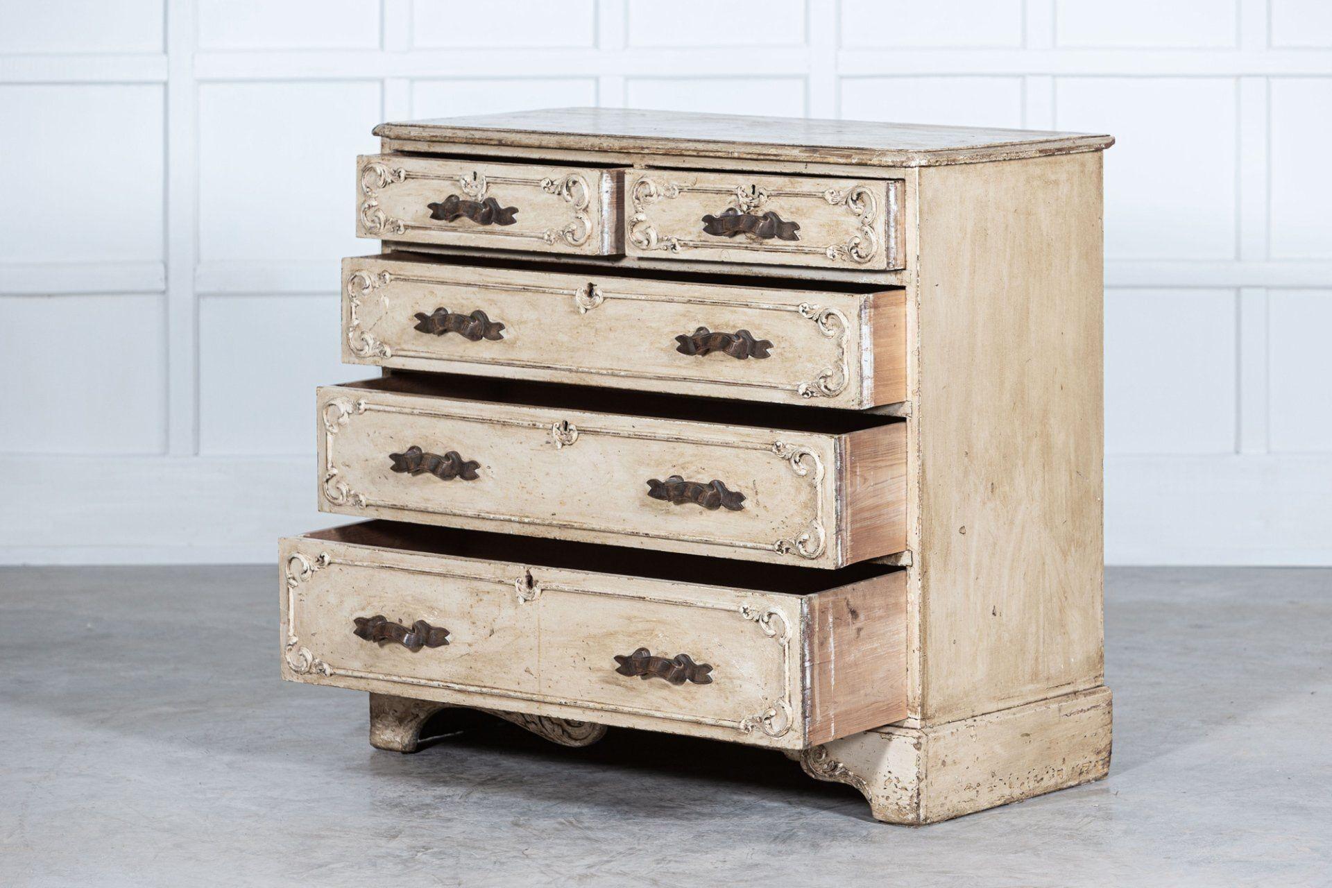 19thC French Painted Pine Graduated Chest of Drawers In Good Condition For Sale In Staffordshire, GB