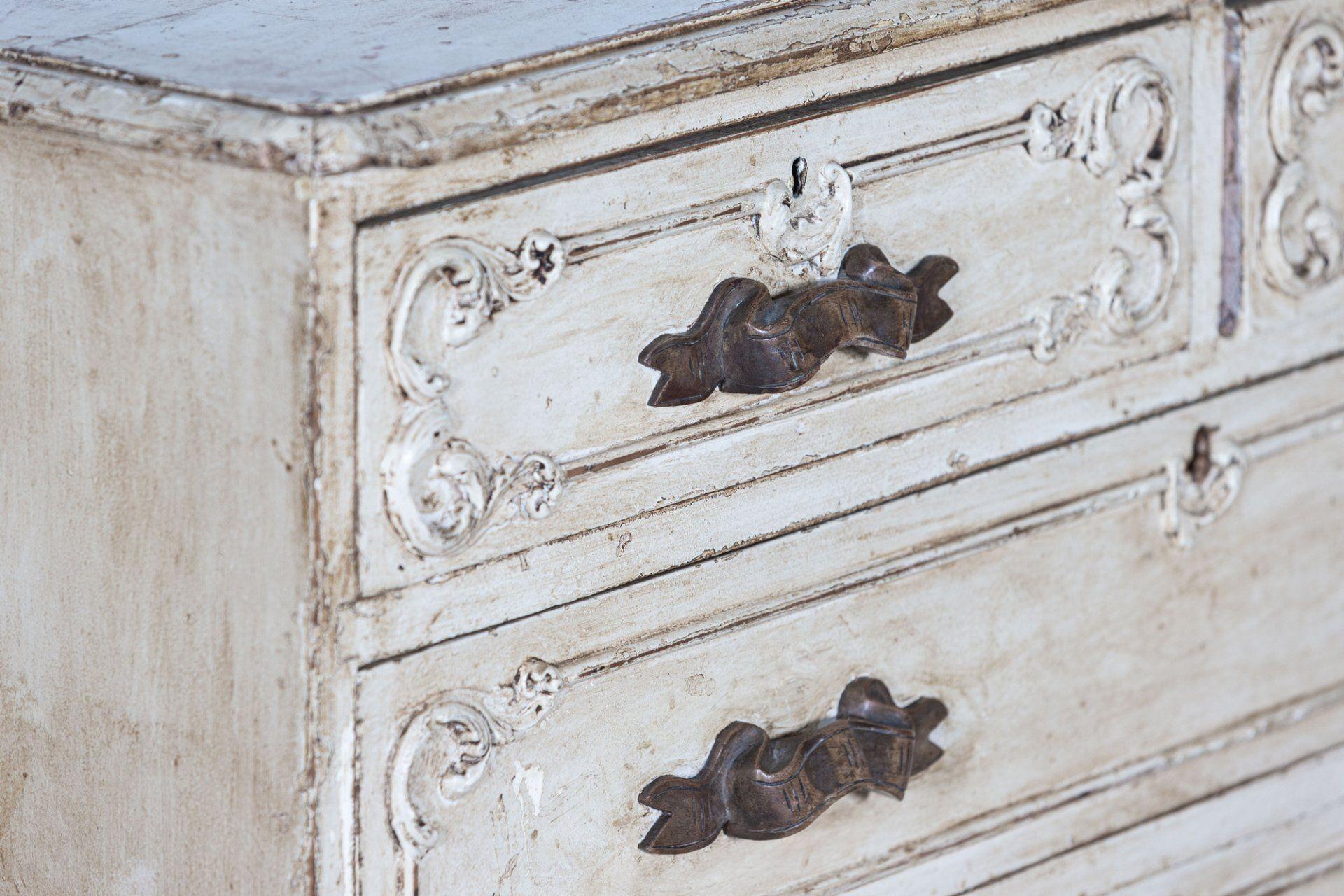 19th Century 19thC French Painted Pine Graduated Chest of Drawers For Sale