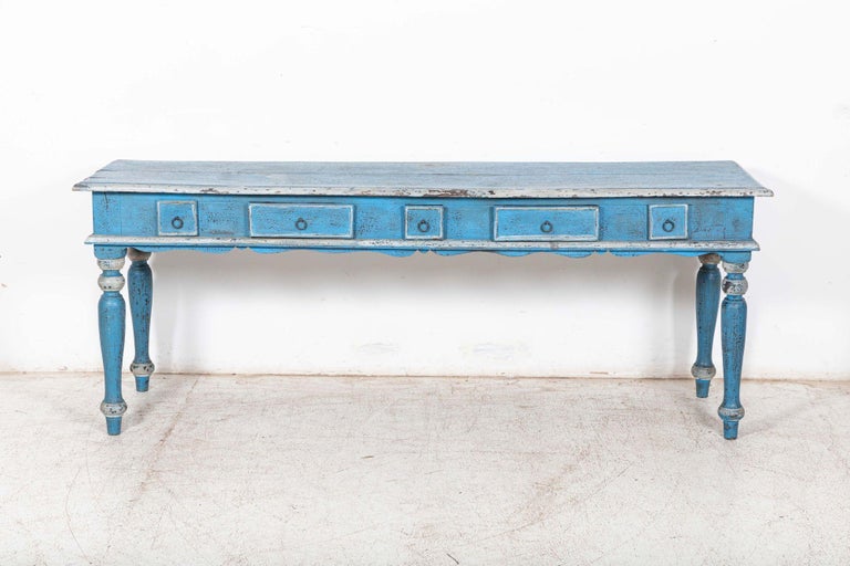 Circa 1870
19thC French painted Provincial console / hall table
Measures: W199 x D59 x H76 cm.
 