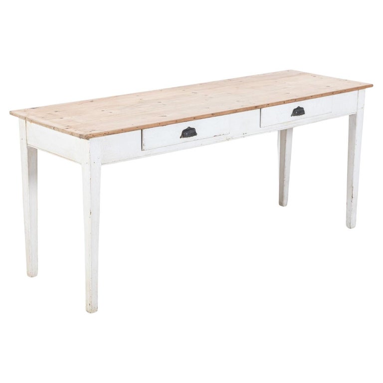 19thC French Painted White Pine Console / Desk For Sale at 1stDibs
