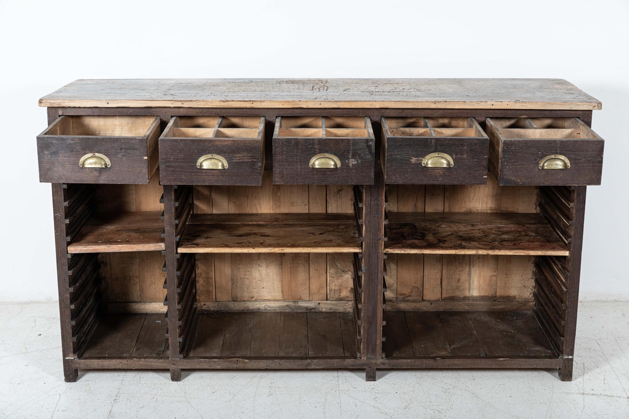 Fruitwood 19thC French Printers Cabinet / Counter For Sale