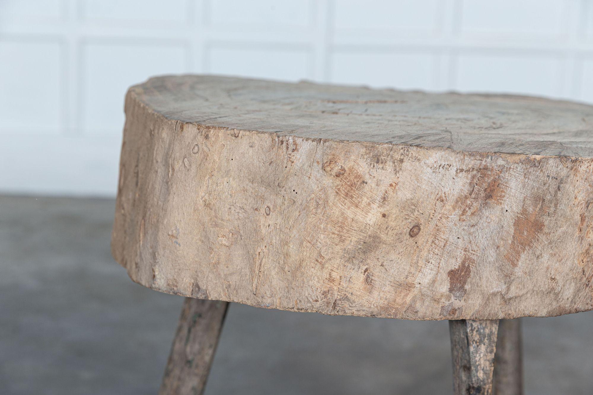 19th Century 19th C French Provincial Elm Chopping Block Table