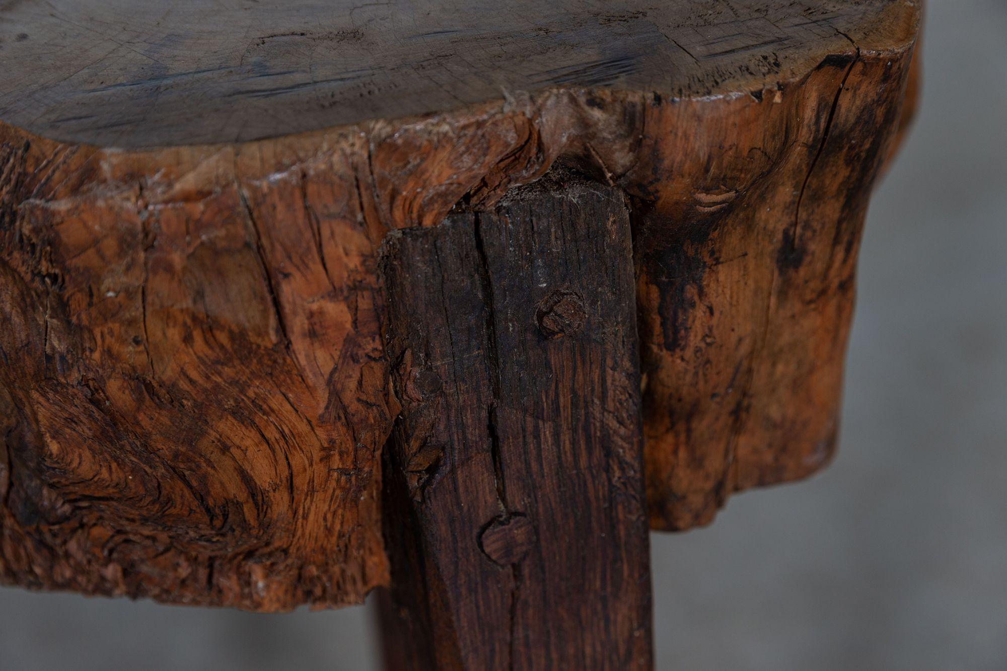 19thC French Provincial Elm Chopping Block Table For Sale 2