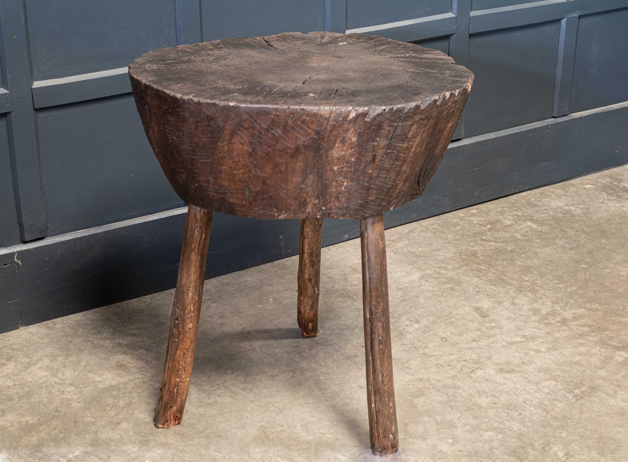 ​19th Century French Provincial Rustic Elm Chopping Block Table For Sale 2