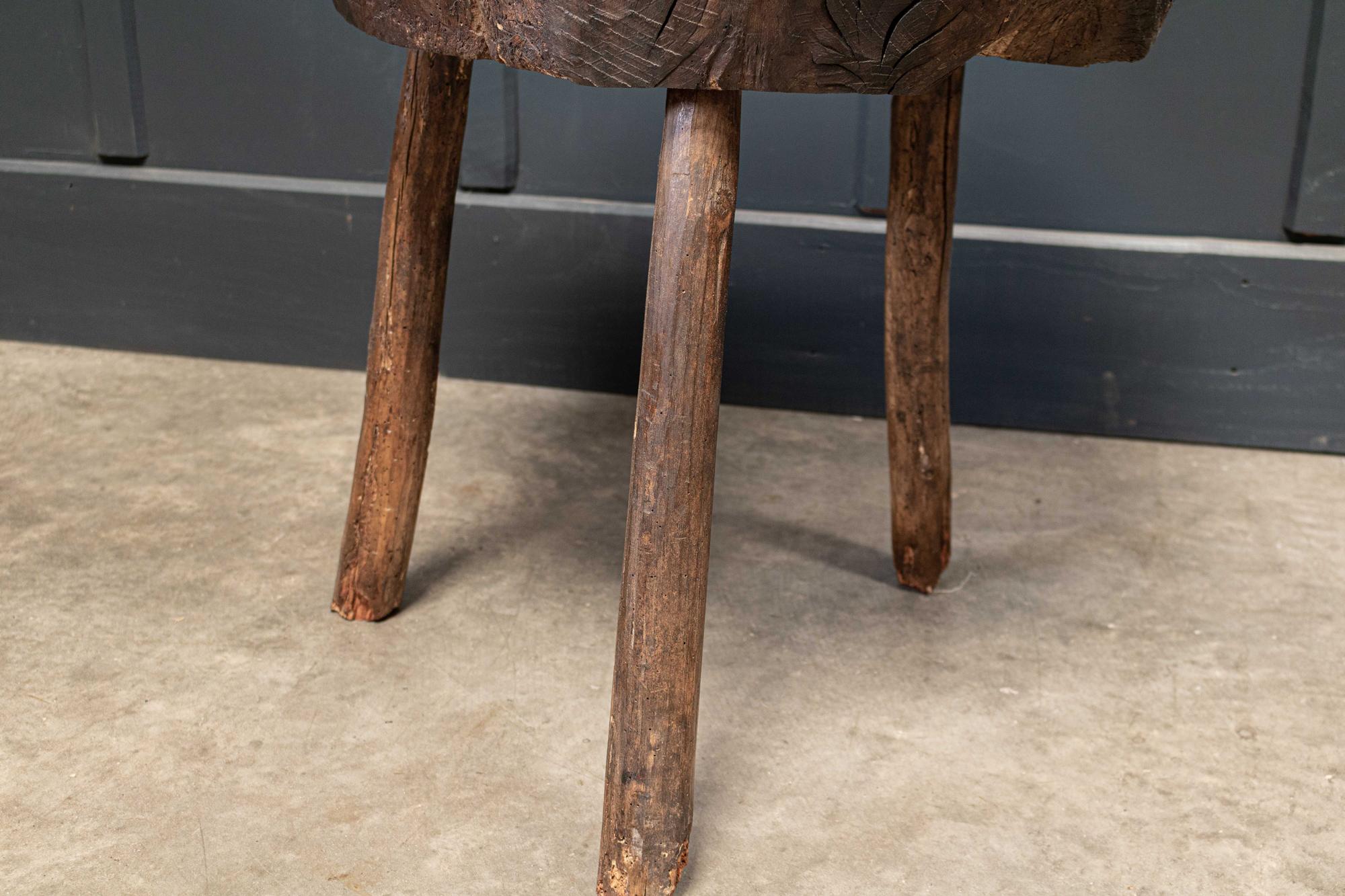 Hand-Carved ​19th Century French Provincial Rustic Elm Chopping Block Table For Sale