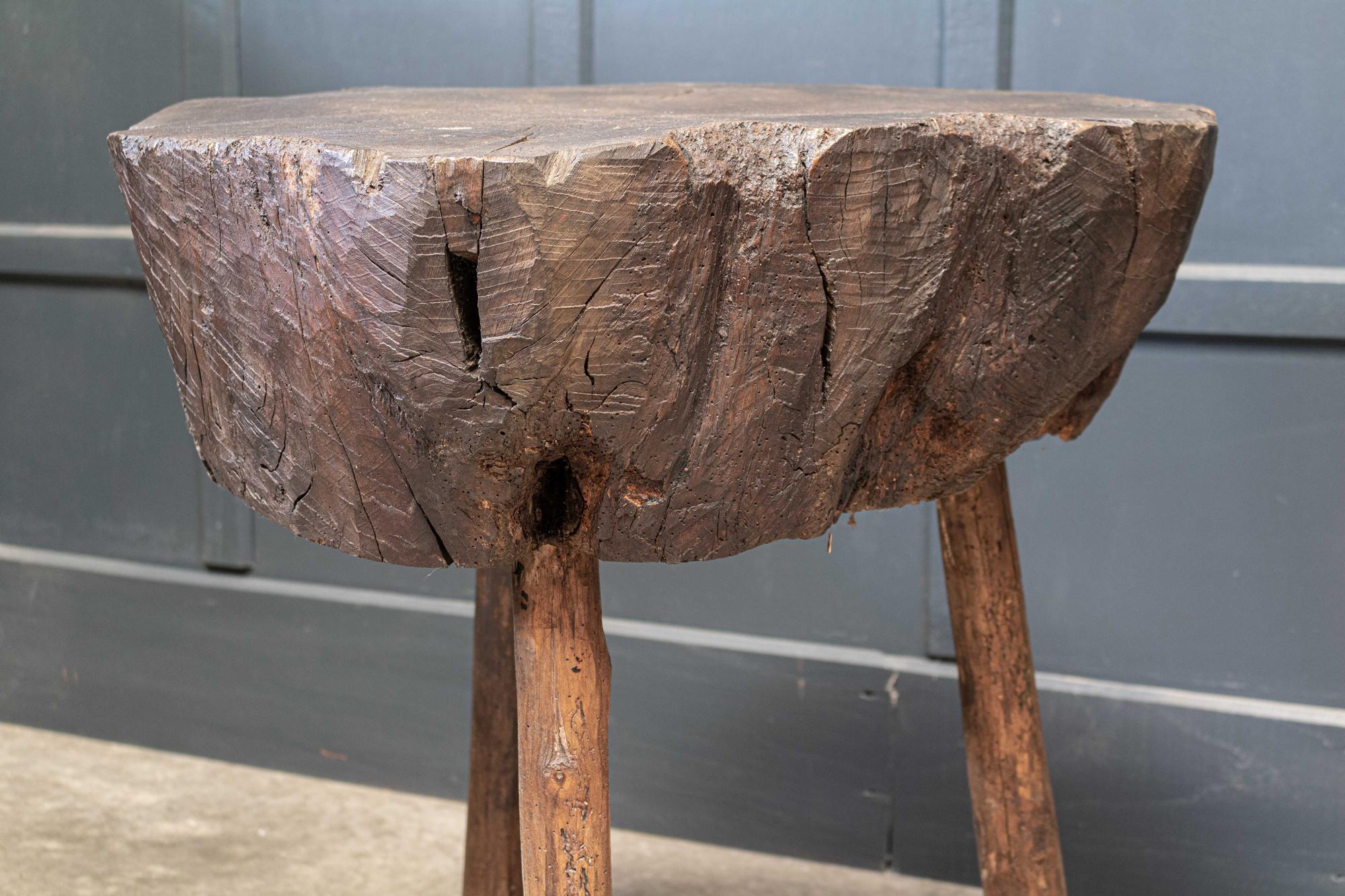 ​19th Century French Provincial Rustic Elm Chopping Block Table In Good Condition For Sale In Staffordshire, GB