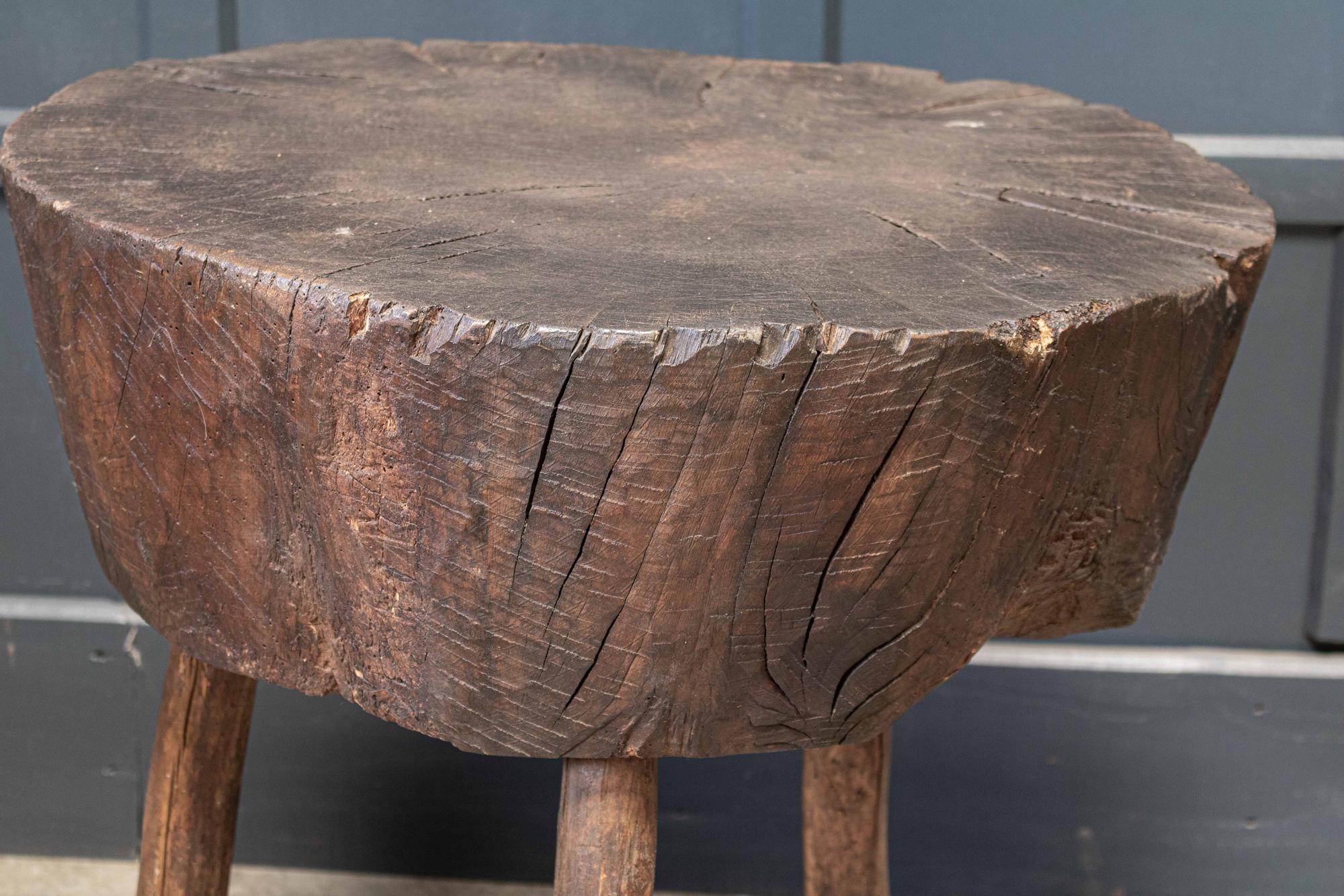 ​19th Century French Provincial Rustic Elm Chopping Block Table For Sale 2