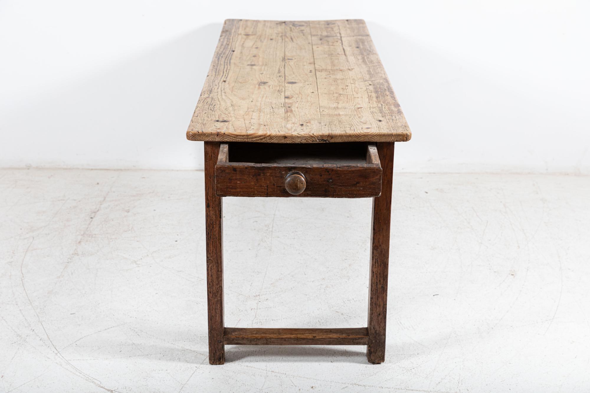 Pine 19thC French Refectory Table For Sale