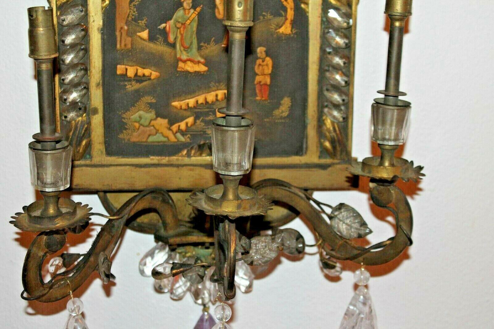 Regency Lampe murale/applique Chinoiserie en bronze doré et cristal de roche 19ème Régence française en vente