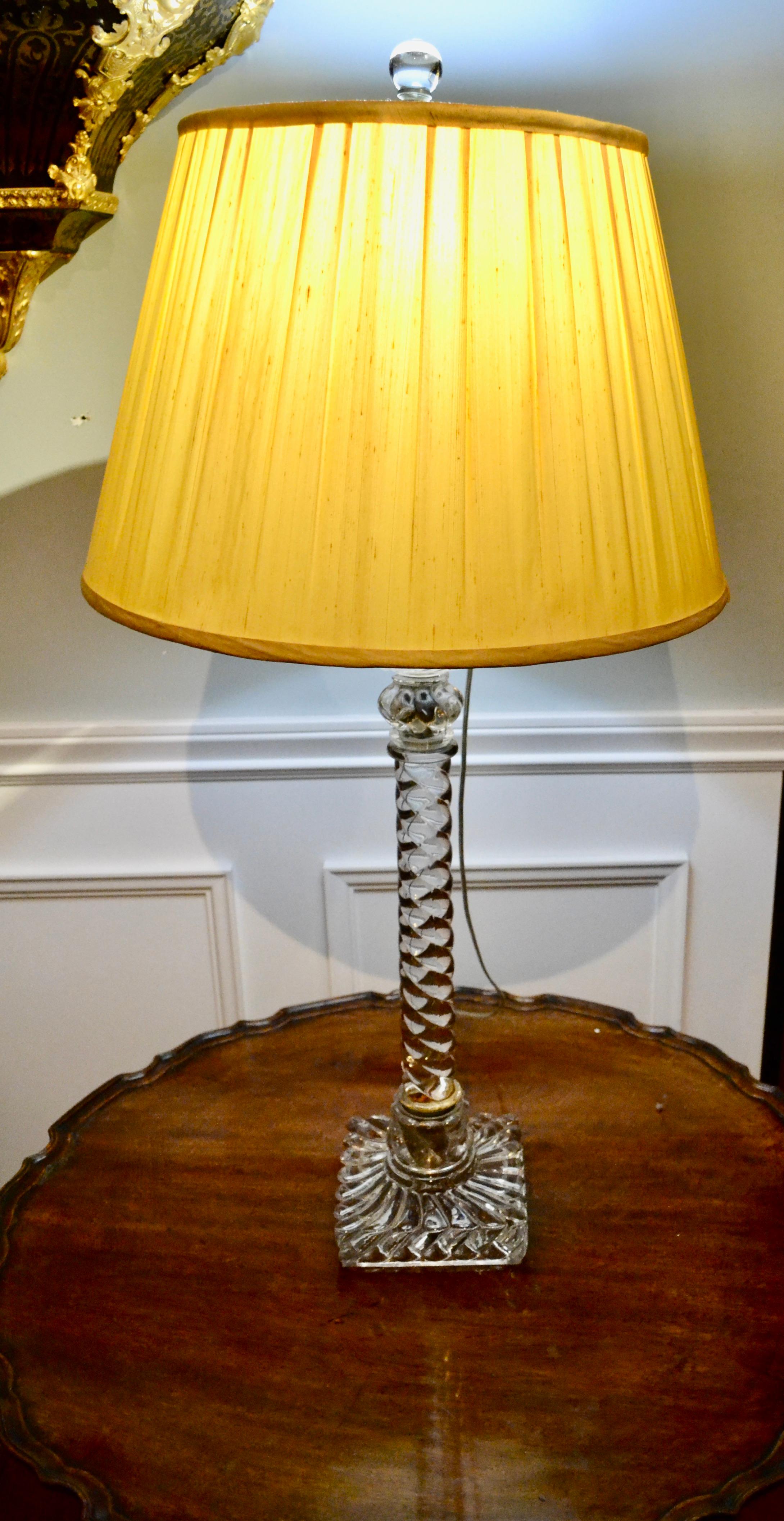19th Century French 'Rope Twist' Baccarat Lamp In Good Condition For Sale In Vancouver, British Columbia