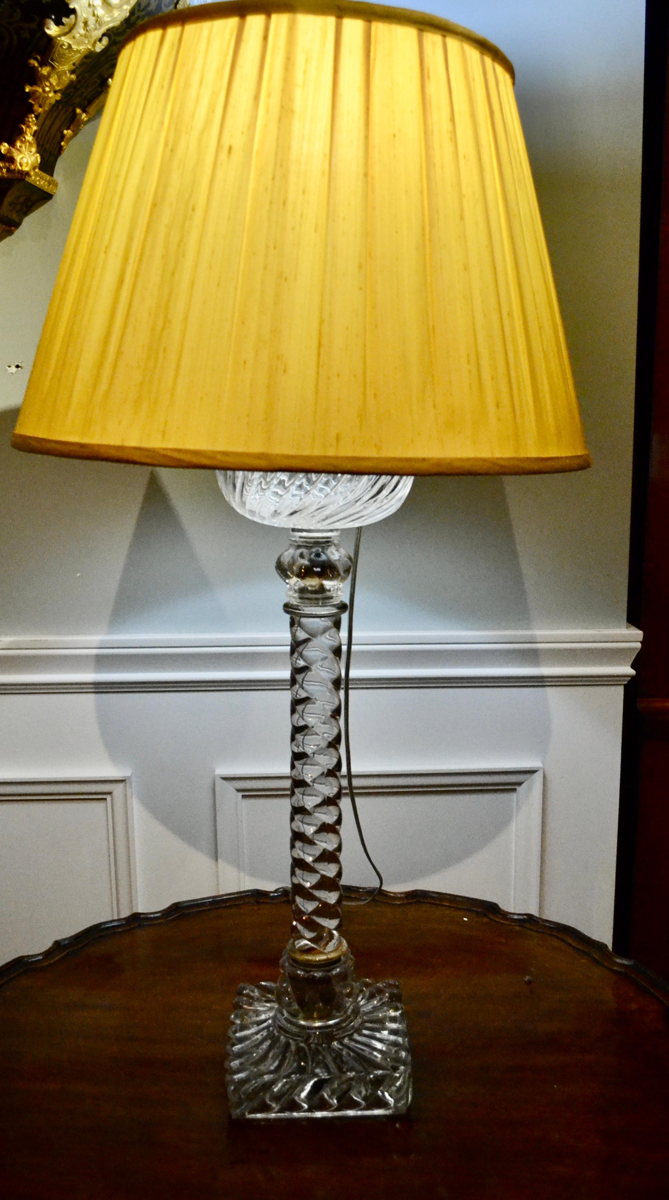 Crystal 19th Century French 'Rope Twist' Baccarat Lamp For Sale