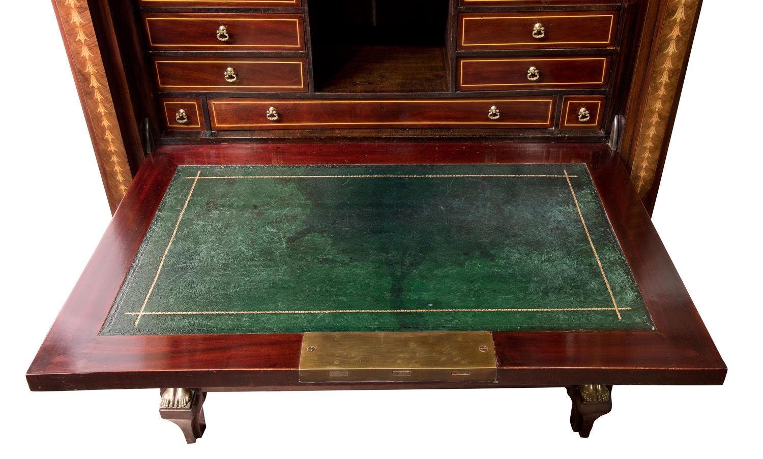 Inlay 19th Century French Secretaire a`Abbattant with a Marble Top, circa 1830 For Sale