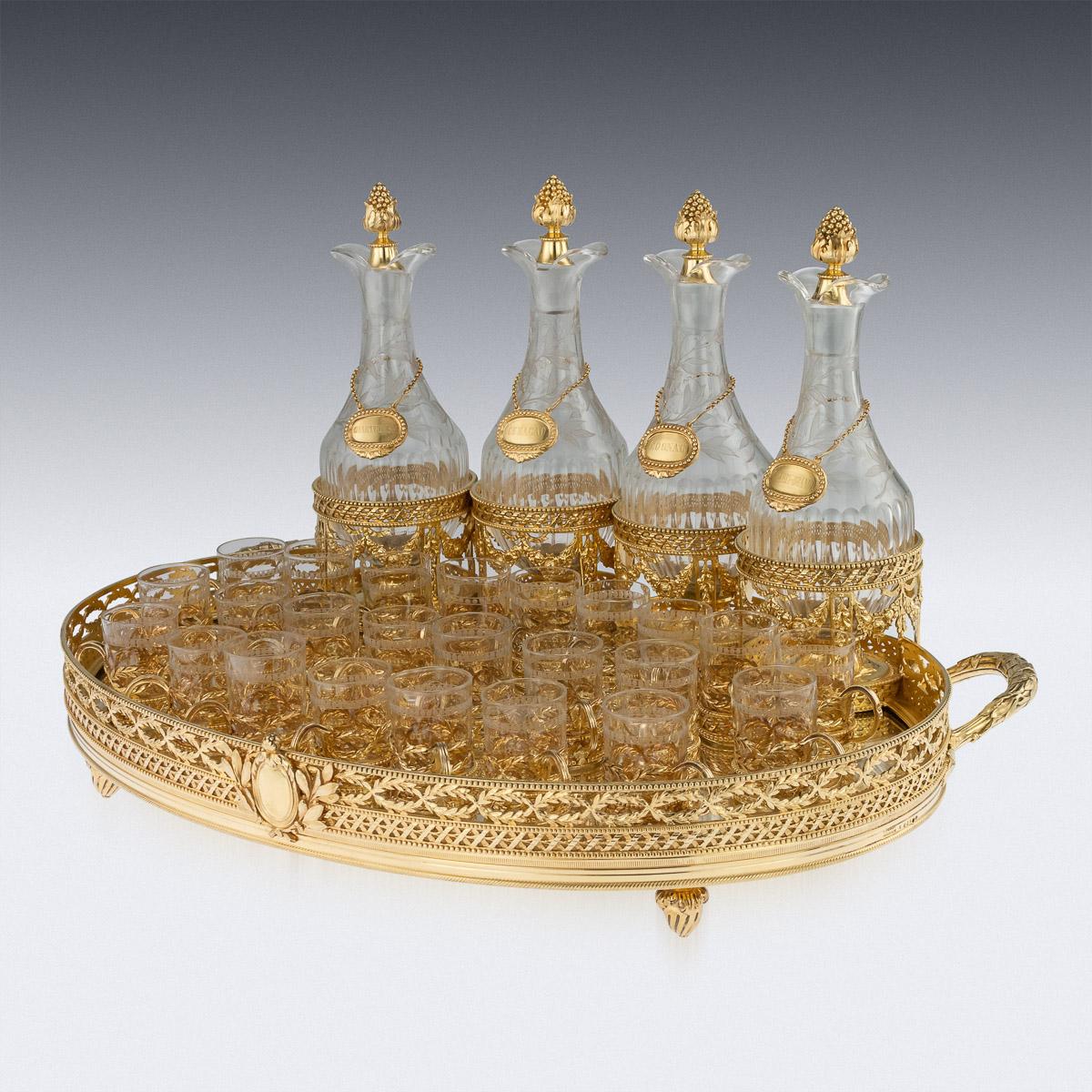 19th C French Silver Gilt Large Liqueur Service by Moison Odiot, Paris, c.1890 In Good Condition For Sale In Royal Tunbridge Wells, Kent