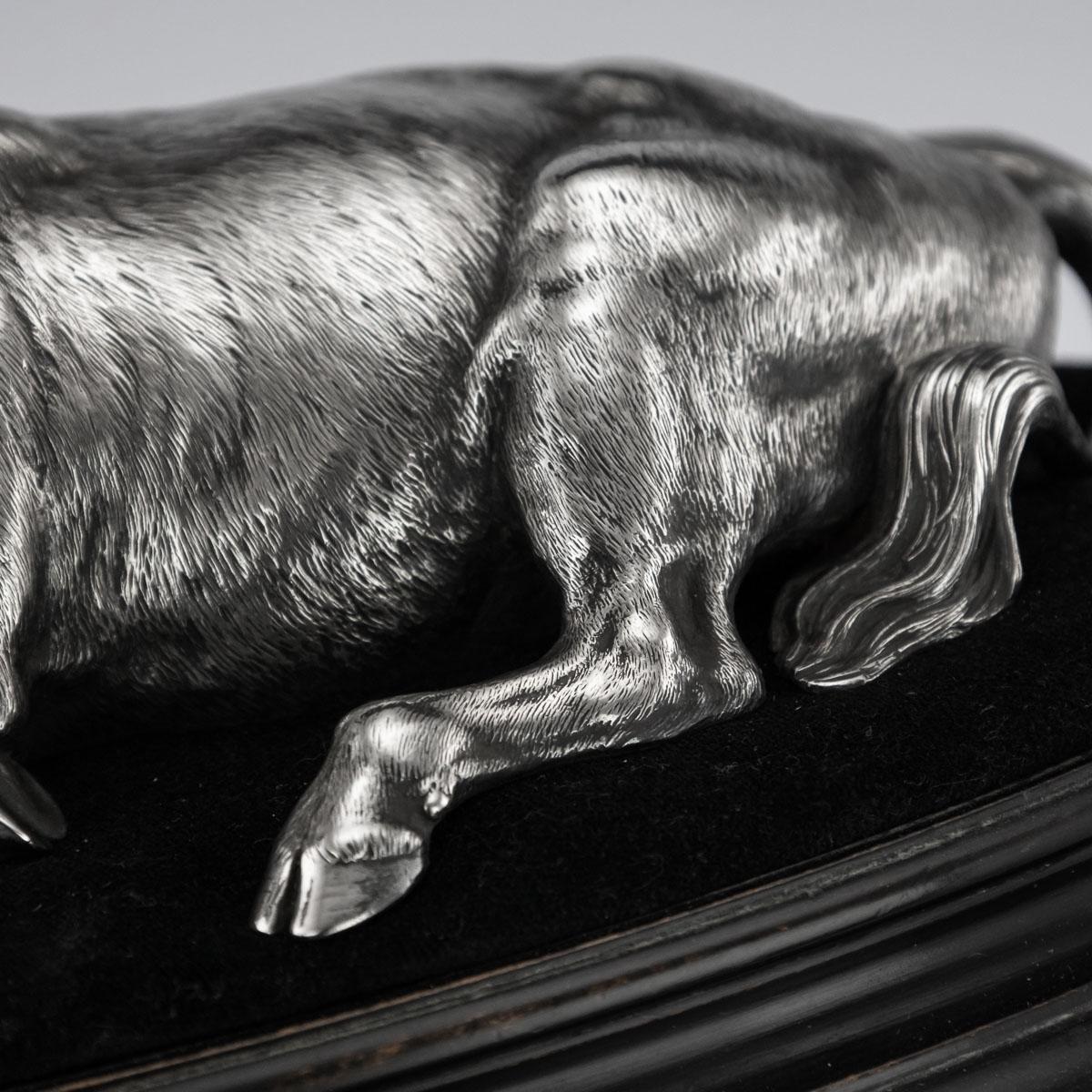 19thC French Solid Silver Bull On Stand, Christofle, Paris c.1860 6