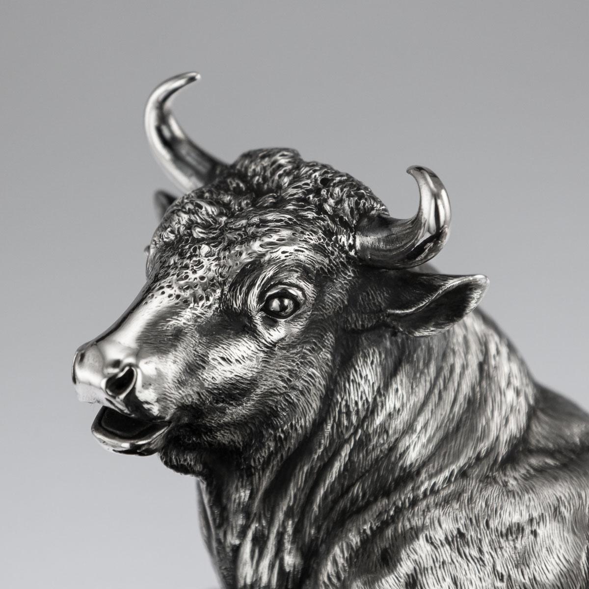 19thC French Solid Silver Bull On Stand, Christofle, Paris c.1860 3