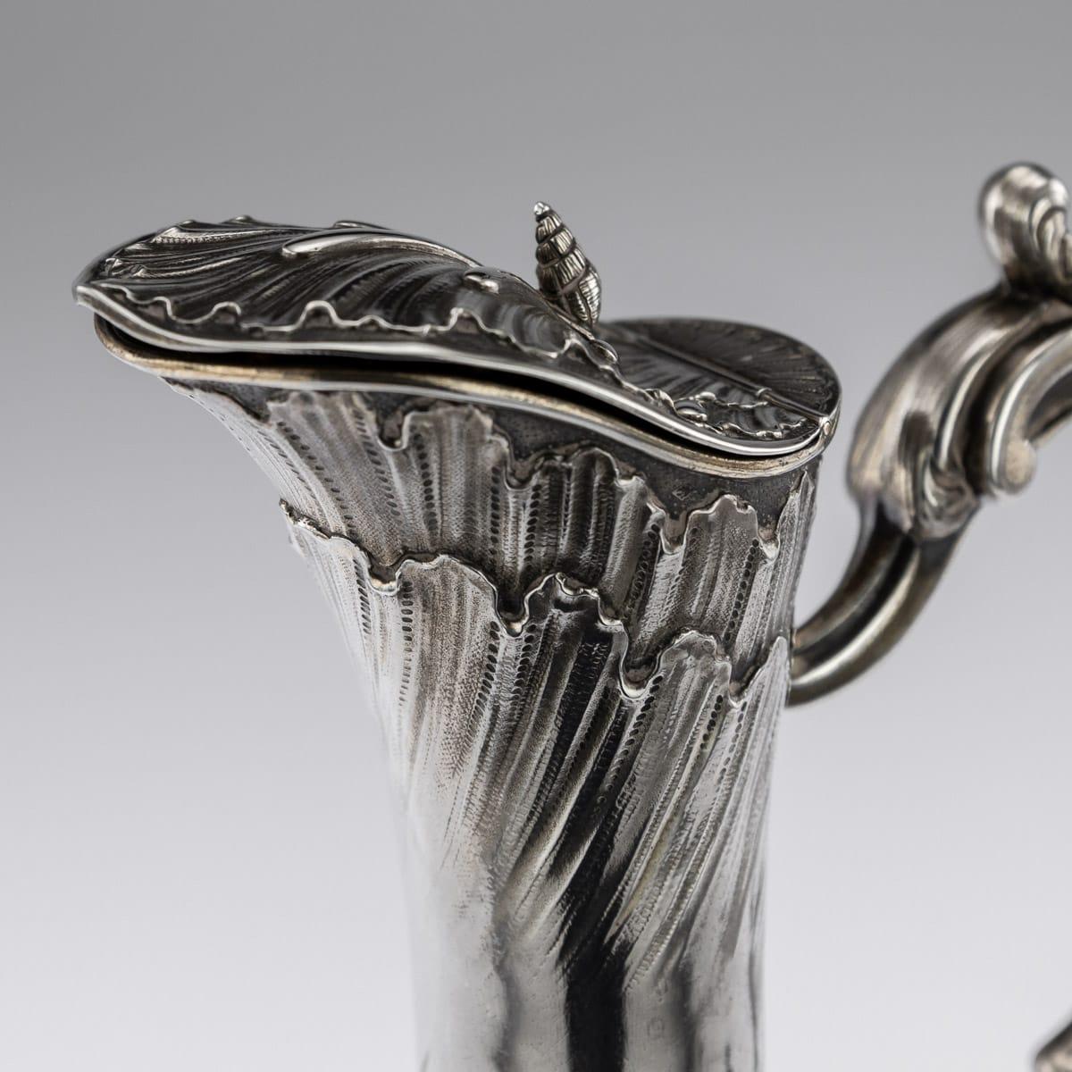 19th Century French Solid Silver and Glass Pair of Claret Jugs, Odiot circa 1890 For Sale 9