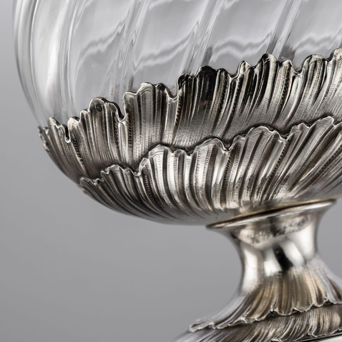 19th Century French Solid Silver and Glass Pair of Claret Jugs, Odiot circa 1890 12