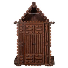 19thC French Tramp Art Wall Hanging Cupboard