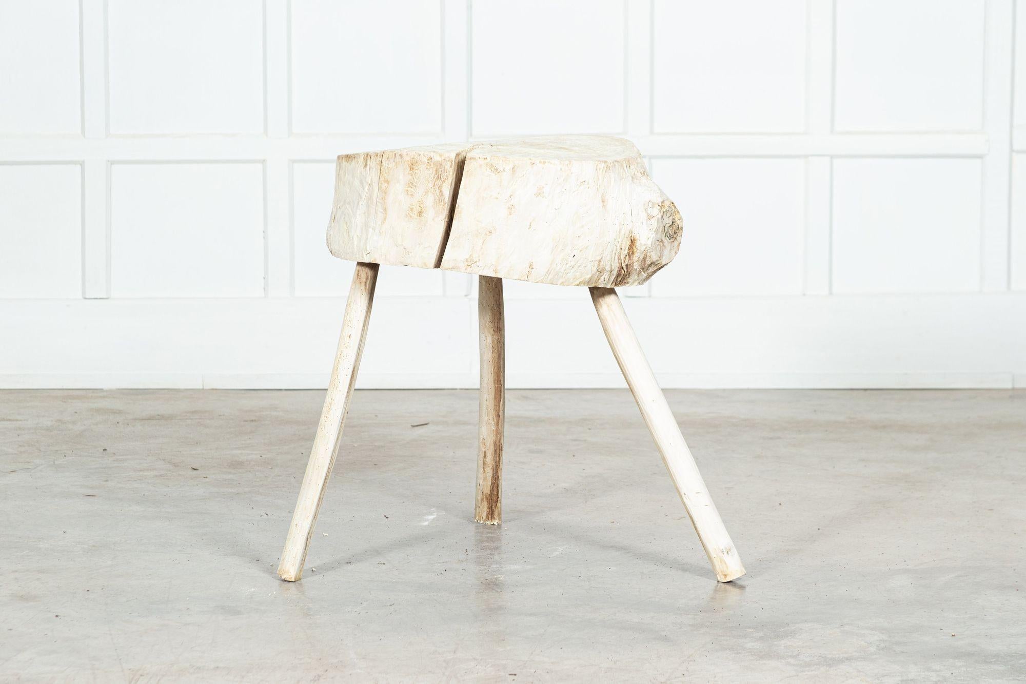 19th Century French Vernacular Bleached Elm Chopping Block Table For Sale 4