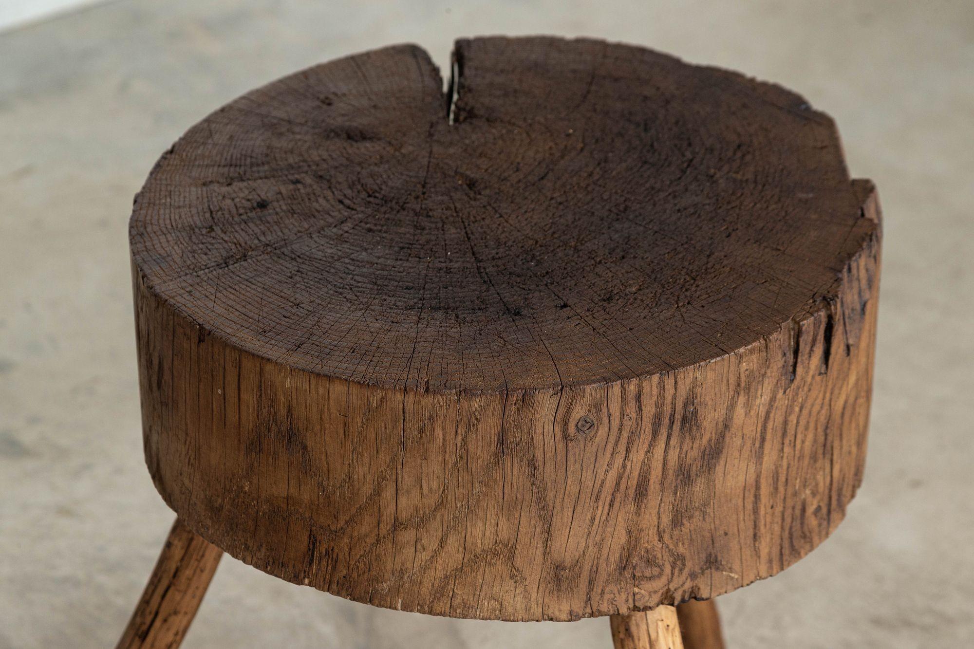 19thC French Vernacular Elm Chopping Block Table For Sale 5