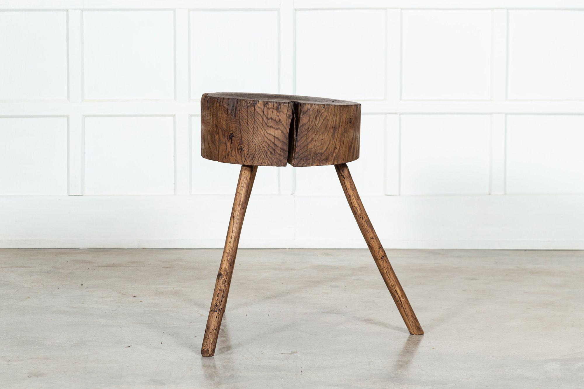 19th Century 19thC French Vernacular Elm Chopping Block Table For Sale
