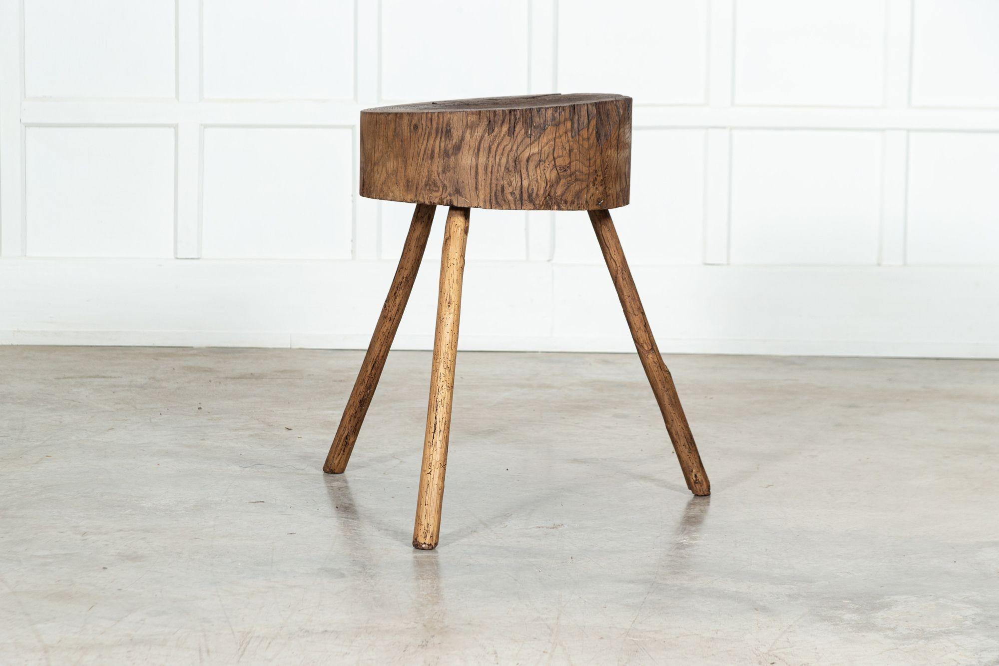 19thC French Vernacular Elm Chopping Block Table For Sale 4