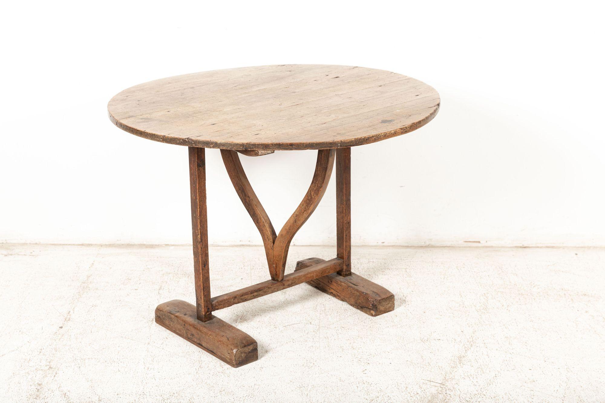 Circa 1870

19thC French vernacular fruitwood Vendange table

Great colour, form and patination

Measures: W 98 x D 96 x H 70 cm.

     