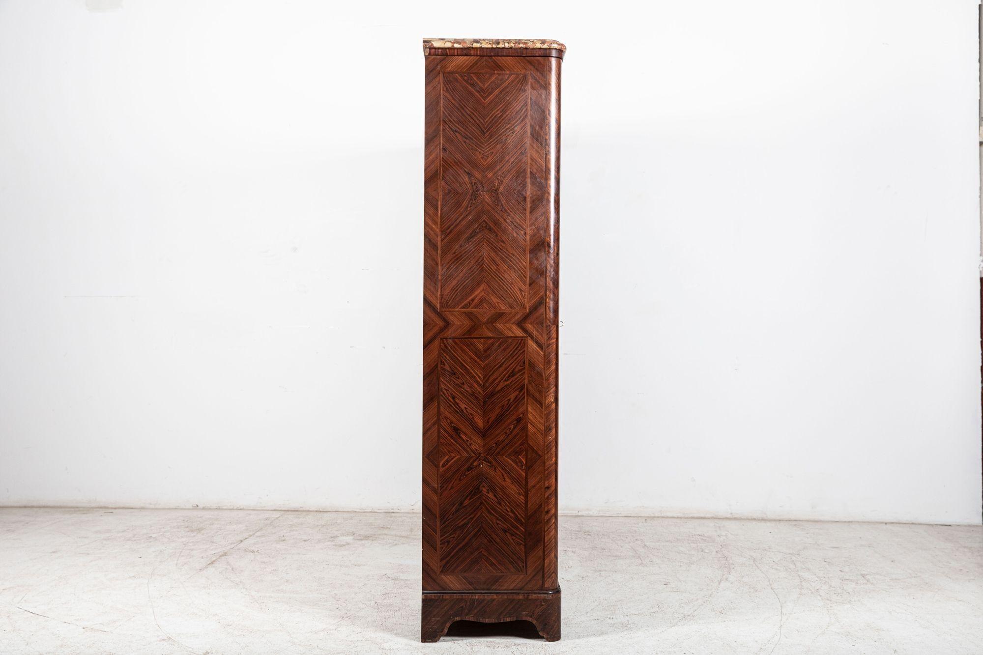 Veneer 19th C French Walnut Armoire / Bookcase For Sale