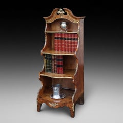 19thC French Walnut & Ormolu Mounted Open Bookcase