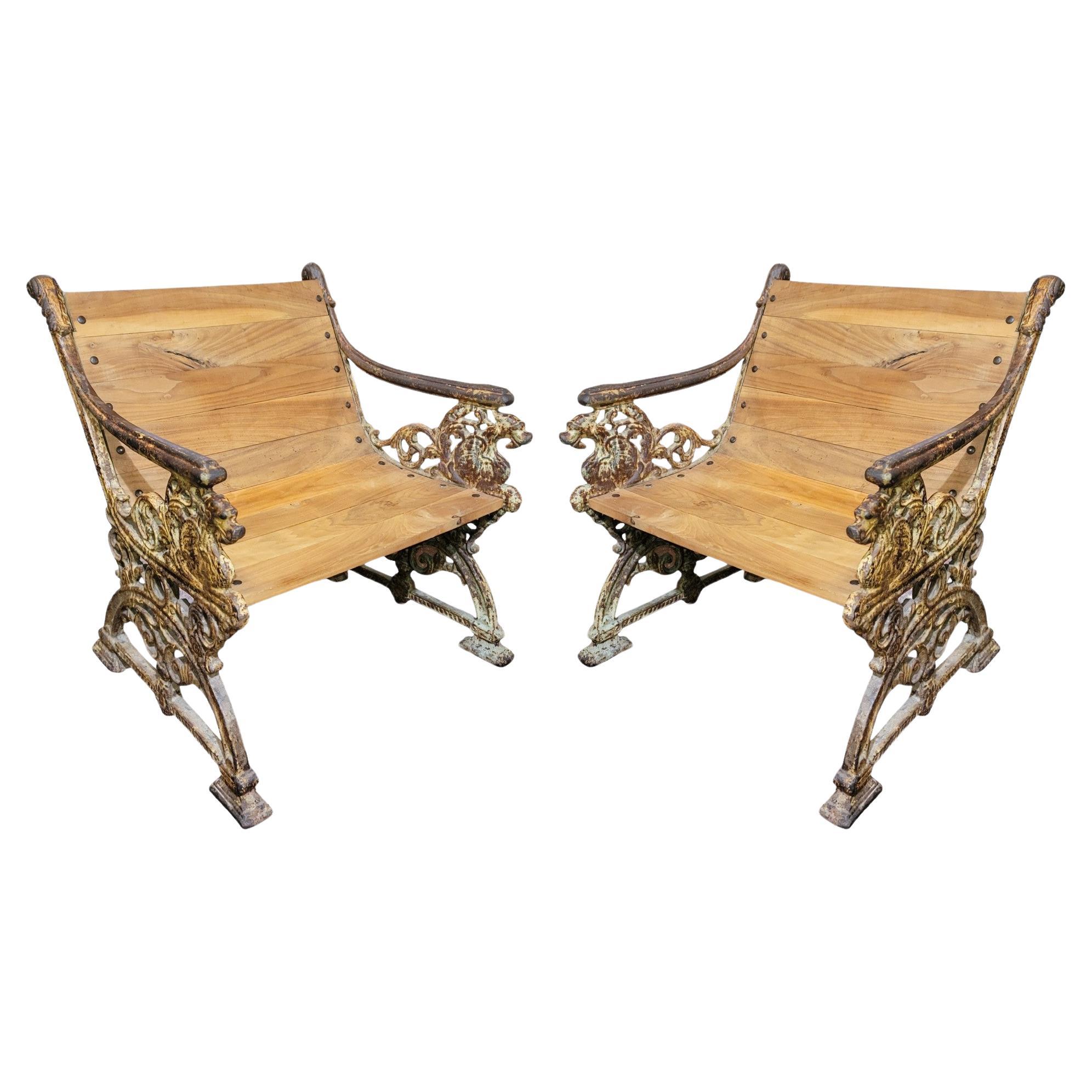 19thc French Wrought Iron Occasional Chairs