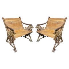 19thc French Wrought Iron Occasional Chairs